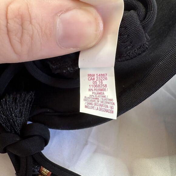 Victorias Secret Padded Bikini Top Black with Embroidered Detail Size 34B - Picture 7 of 7